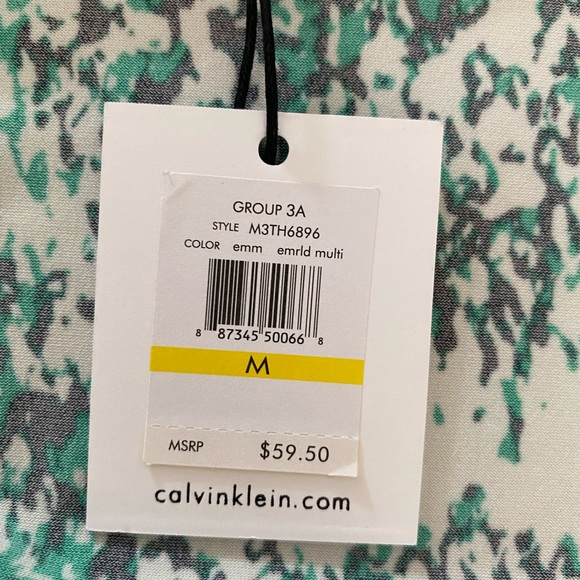 NWT Black/Green/White Calvin Klein Wrap Blouse - Picture 7 of 7